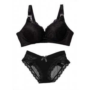 Комплект белья бюстгалтер для кормления и трусы с кружевом Черный 990599